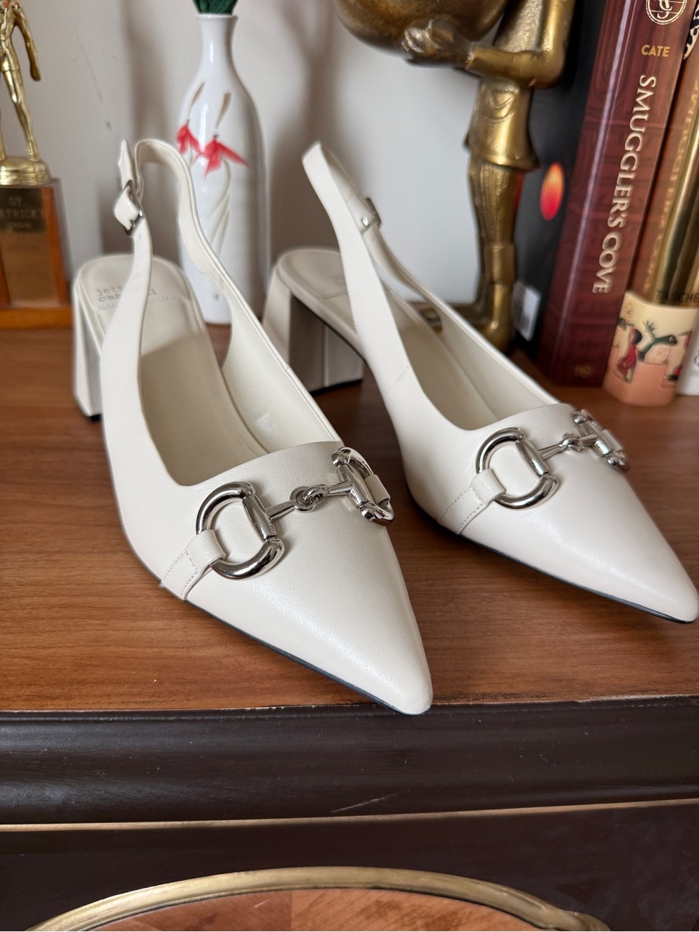 Jeffrey Campbell  Nakita Slingback Pointed Toe Pumps with Silver Horsebit